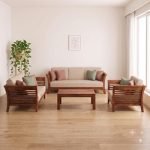 Custom Decor Sheesham Wood 3+1+1 Seater Sofa Set for Living Room |All (Regular-BeigeNew, 6 Seater (3+2+1))