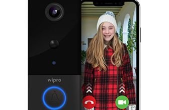Wipro Smart Wireless Doorbell | 2 MP 1080p Full HD Camera with Night Vision | AI Smart Motion Detection | Two-Way Communication | Wireless Chime with 52 Tunes | IP65 Protection | Black