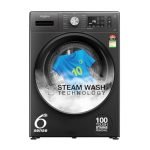 Whirlpool 8 Kg 5 Star Inverter Supreme Care Front Load Fully Automatic Washing Machine With In-Built Heater (Xs8014Bwme, Midnight Grey, Steam Technology, 100+ Tough Stains, 6Th Sense Soft Move)
