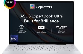 ASUS ExpertBook Ultra Copilot+ PC Intel Core Ultra 5 Series 3 325H – (16 GB/512 GB SSD/Windows 11 Home) B9406CAA-TG1334WS Thin and Light Laptop(14 inch, Morn Grey, 0.99 kg, With MS Office)