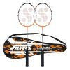 Silver’S Jointless Aluminium Alloy Composite Armor Badminton Kit (2 Racquets With Full Cover)(Orange/Black)
