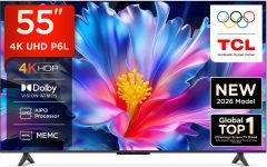 Tcl P6L 138 Cm (55 Inch) Ultra Hd (4K) Led Smart Google Tv 2026 Edition With Memc Dolby Vision-Atmos Aipq Processor Game Master Hva Panel & Metallic Bezel-Less(55P6L)
