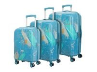 Kamiliant By American Tourister Ather | Printed Trolley Bag Set Of 3 (55+68+79 Cms) For Travel|Hard Case Polypropylene (Pp) Suitcase|360° 8-Wheel Spinner Luggage Trolley|Combination Lock | Sea Blue