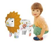 Crackles Diy 3D Paper Cardboard Folding Puzzle Craft & Coloring Lion Toy