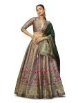 Purvaja Women’S Kanjiwaram Semi-Stitched Lehenga Choli (Nadira-Sea-Green_Free Size)