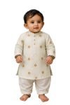 Gauri Laxmi Enterprise GLE® Rayon Blend Embroidered Kurta for Boys (3-4 Years) (in, Age, 3 Years, 4 Years, Regular, Off White)