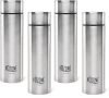 cello Ozone ISI Certified Single Wall Leakproof & Rustproof 1000 ml Stainless Steel Bottle(Pack of 4, Silver)