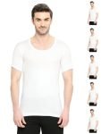 VIP Bonus Premium RNS Men’s 100% Cotton Round Neck Half Sleeve White Vest, 80 Size, Pack of 6