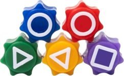 Storio Toys Gonggi Game Set, Stones Plastic Playing Pieces with Storage Case, Squad Traditional Korean Game 1 Set (5 Pieces with Box), 6 Years and Up, Multicolour