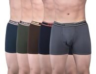 Dollar Bigboss Men’s Pack of 5 Solid Combed Cotton Classy Trunk with Fly Front Access (8905203784721_MBTR-03-LONG-PO5-CO1-S24_L) Assorted
