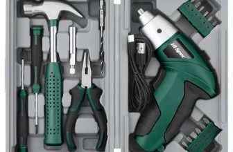 Hi-Spec Cordless Electric Screwdriver, Power Screw Driver Set with Pink Compact Tool Kit for Small Repair and Maintenance- Ideal Housewarming Gift,19 Piece (Green)
