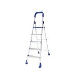 Happer Premium Foldable Aluminium Step Ladder, Clamber Pro, 5 Steps (Blue & Satin)