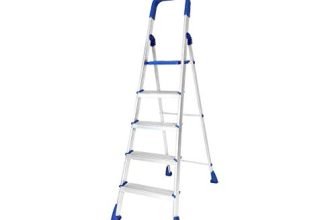 Happer Premium Foldable Aluminium Step Ladder, Clamber Pro, 5 Steps (Blue & Satin)