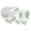 Larah By Borosil Bamboo Leaves Fluted Series Opalware Dinner Set Of 6 Full Plate, 6 Quarter Plates, 6 Veg Bowls, 2 Serving Bowl And 1 Oval Rice Plate | Bone-Ash Free Crockery (White, 21 Pieces)