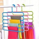 Primelife 5 Layer Pants Hanger – Assorted Colours (Set of 3) | Space Saving Trouser Jeans Organizer Rack | Plastic Multi Layer Clothes Wardrobe Storage Hanger | Durable Closet Organizer