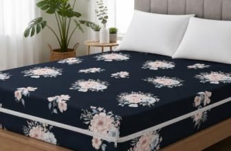 Homedy Premium Cotton Printed Mattress Cover/Protector With Zipper Chain|Provides All Around With 360° Encasing | Double King Size Bed – 78X72+8 Inches (6.5 X 6 Feet Mattress) Black White Rose