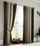 Home Sizzler Abstract 2 Piece Eyelet Polyester Window Curtain Set – 5ft, Brown