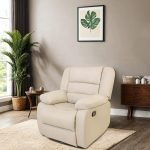 Peachtree Alexandra Manual Recliner for Living Room, Metal Mechanism & Mango Wooden Frame | 3 Year Warranty | Velvet Fabric Sofa for Hall, Office | Padded Armstyle