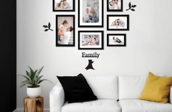Amazon Brand – Solimo Family Tree Photo Frame Set Of 7|Mdf Plaque|Plexi Glass|Rectangular, Wall Mount Frame For Home And Office Decoration|Mixed Sizes (Black), 30L X 20W CM