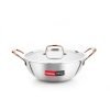 Crystal TriPro -Triply Stainless Steel Extra Deep Kadai with Lid – 26 cm (Induction Bottom), with Rose Gold Handle (CTP-EDK-003A)