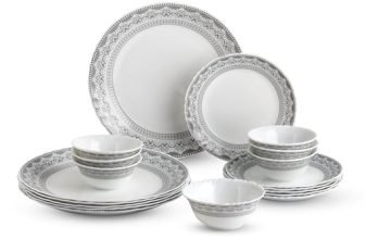 CELLO Oxford Imperial Plus Series Opalware Dinner Set of 19 Piece For Family of 6 | Bone-Ash Free & Leadfree Opal Glass Microwave & Dishwasher Safe, Crockery Plates & Bowls Set For Daily Use & Gifting