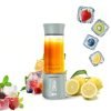 Amazon Basics Portable Hand Blender for Smoothies & Juices | USB Rechargeable | 6 Stainless Steel Blades | 500 ml Food Grade Jar | 1 year Warranty | 2×2000 mAh Batteries (Saga Green)