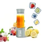 Amazon Basics Portable Hand Blender for Smoothies & Juices | USB Rechargeable | 6 Stainless Steel Blades | 500 ml Food Grade Jar | 1 year Warranty | 2×2000 mAh Batteries (Saga Green)
