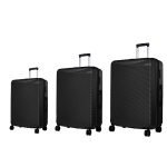 Verage V-Lite Firestone Combo Set of 3 (Cabin + Medium + Large Check-in) Bold Black Hardsided Trolley Bags for Travel, Suitcases with Spinner Wheels, Anti-Theft Luggage (20/24/28 Inche)