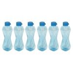 Pearlpet Twist Bpa-Free Plastic Water Bottle Set |Lightweight, Leak-Proof & Freezer Safe – Pack Of 6 (1000Ml Each), Blue