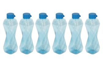 Pearlpet Twist Bpa-Free Plastic Water Bottle Set |Lightweight, Leak-Proof & Freezer Safe – Pack Of 6 (1000Ml Each), Blue