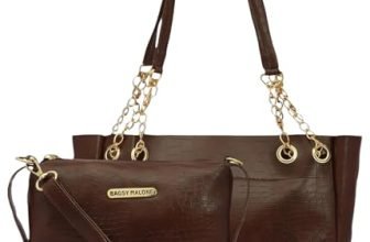 Bagsy Malone Tote Bag -Set of 2 | Handcrafted Side Tote Bag and Handbag for Office and College (Croco Brown)