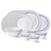 Larah by Borosil Jazzblue Fluted Series Opalware Dinner Set | 27 Pieces for Family of 6 | Microwave & Dishwasher Safe | Bone-Ash Free | Crockery Set for Dining & Gifting | Plates & Bowls | White