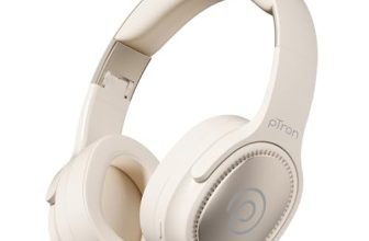 pTron Studio Pro w/ 65Hrs Playtime, Wireless Over Ear Headphones w/HD Mic, Dual Device Pairing, TruTalk AI-ENC Calls, Low-Latency Game & Music, 40mm Drivers, BT5.4, Type-C Fast Charging (Beige)