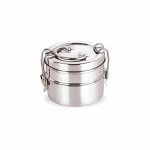 neelam Stainless Steel Lunch Box/Tiffin with Locking Clip, 2-Tier Container, 800 ml, Hot & Cold Leak-Proof, Compact & Durable, Perfect for Office, School, Picnic and Travel, Silver