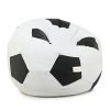 Sattva Xxxl Football Bean Bag Filled With Beans | Faux Leather Bean Bag For Adults & Kids | Pre-Filled Comfortable Seating For Living Room, Bedroom, Home & Office – White & Black