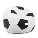 Sattva Xxxl Football Bean Bag Filled With Beans | Faux Leather Bean Bag For Adults & Kids | Pre-Filled Comfortable Seating For Living Room, Bedroom, Home & Office – White & Black