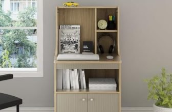 Spacewood Study Table | 3 Year Warranty | Oliver |Study Desk with Storage, Study Table, Table with 3 Shelves and 1 Drawer Storage | Engineered Wood | Santana Oak & Modern Ash