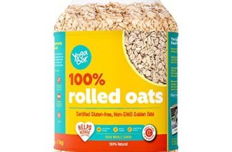 Yogabar 100% Rolled Oats 1 kg Jar | Premium Golden Rolled Oats, Gluten Free with High Fibre, Non GMO | Healthy Food with No Added Sugar | Diet Food for Weight Management