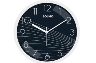 Amazon Brand – Solimo 11-Inch Classic & Modern and Stylish Silent Movement Wall Clock – White & Blue – Analog, Plastic