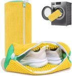 SHITHI Shoe Washing Machine Bag for Sneakers & Trainers | Polyester Laundry Bag with Side Zipper | 360° Cleaning Shoe Laundry Organizer for Delicates, Toys & Washer Dryer Use (Yellow)