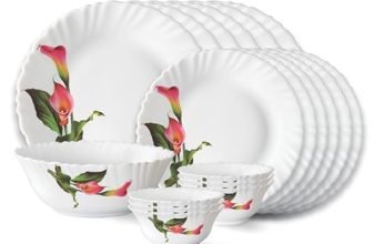 Larah By Borosil Stargazer Fluted Series Opalware Dinner Set | 19 Pieces For Family Of 6 | Microwave & Dishwasher Safe | Bone-Ash Free | Crockery Set For Dining & Gifting | Plates & Bowls | White