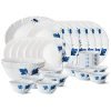 Larah by BOROSIL Floral Ageria Opalware Dinner Set, 33-Pieces, White