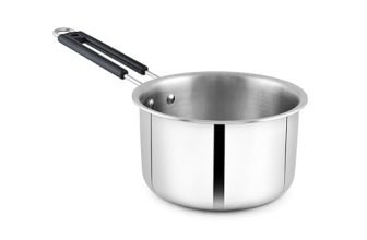 Zensil Stainless Steel TriPly Saucepan 14 cm, 1 LTR with Heat-Resistant Handle, Sauce Pan Heavy Bottom, Fast Heating, Tea Milk Pan, 5 Year Warranty | Serves Ideal for 2-3 People