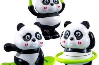 GK ELITE Cute Panda Toy Action Figures Set of 3, Interactive Moving Panda Toys with Rotating Motion, Fun Animal Figurines for Kids, Playroom, Study Table, Office Desk and Gift Decoration