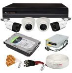CP Plus Wired 1080P HD Camera Combo Set with 4Ch DVR, 2 Dome 2 Bullet Cameras, 1TB HDD, Power Supply, 90 Mtr Cable, Audio Mic and Connectors
