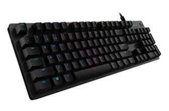 Logitech G512 Mechanical Gaming Keyboard,RGB Lightsync Backlit Keys,GX Brown Tactile Key Switches,Brushed Aluminum Case,Customizable F-Keys,USB Pass Through – Black