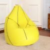 Sattva Classic Piping Xxxl Bean Bag With Pocket Filled With Beans | Faux Leather Teardrop Bean Bag For Adults & Teens | Pre-Filled Comfortable Seating For Home, Bedroom – Yellow With Navy Blue Piping