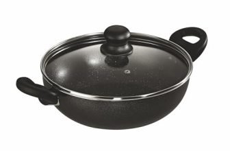 Butterfly Granza Non Stick Kadai with Glass Lid | 240 mm |Non-Stick Premium Virgin Aluminium | Induction Base| PFOA Free | Scratch Resistant