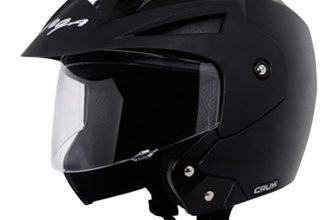 Vega Crux ISI Certified Flip-Up Helmet for Men and Women with Clear Visor(Black, Size:L)