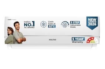 Voltas 1.5 ton 3 star,New star rated, Rating Inverter Split AC (Copper, Convertible 5-in-1 Cooling Mode, 2-Way Air Swing, Anti-dust Filter with Anti Microbial Coating, Auto Clean (183INV CAV, White)